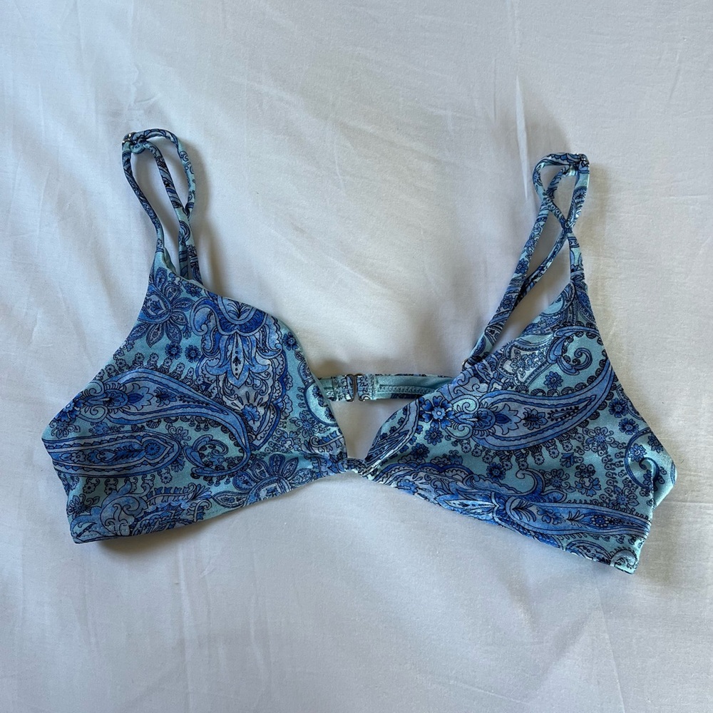 Frankie's Bikinis Blue Paisley Bikini Top